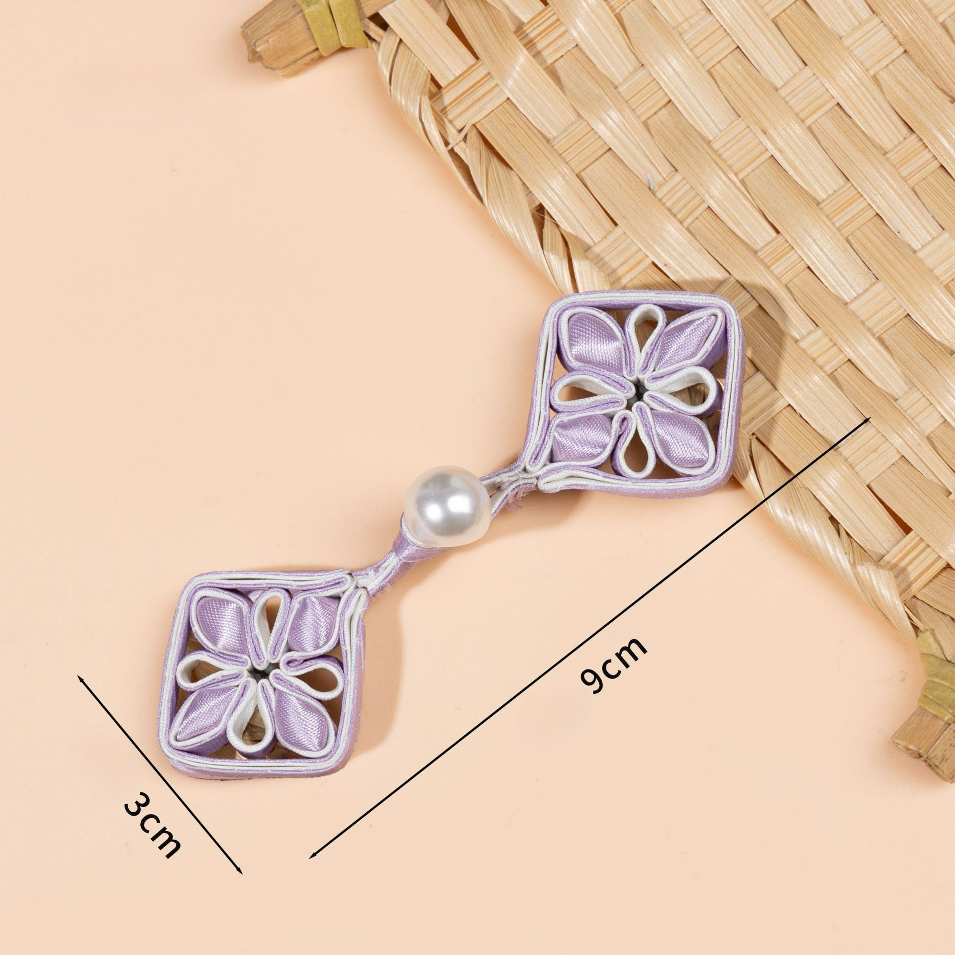 Square Floral Knot Pearl Buttons - handmade decorative sew-on button