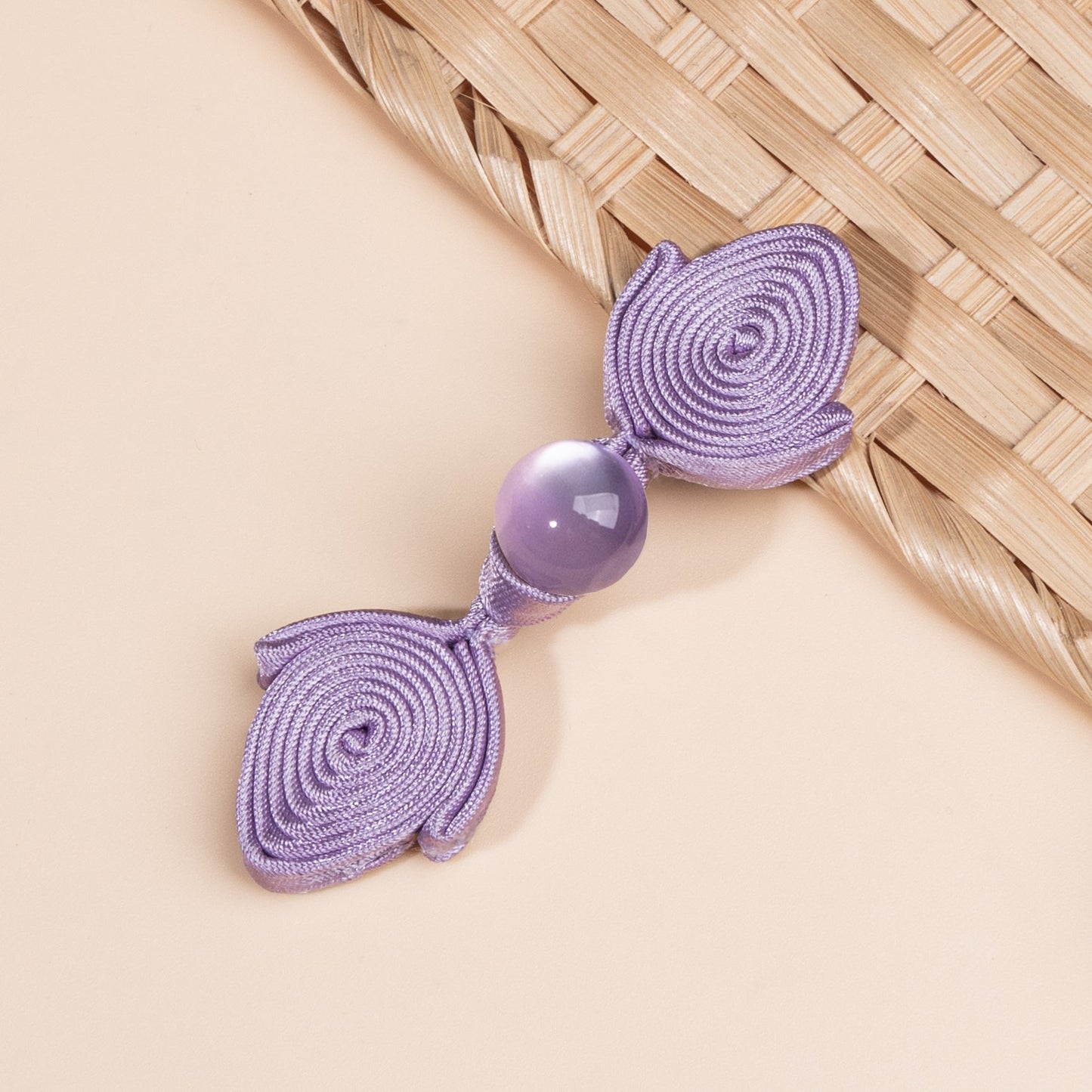 Fish Tail Spiral Knot Button with Bead - handmade decorative sew-on button