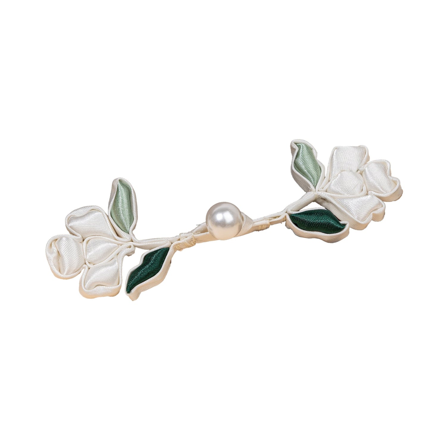 Satin Flower Branch Pearl Buttons - handmade decorative sew-on button