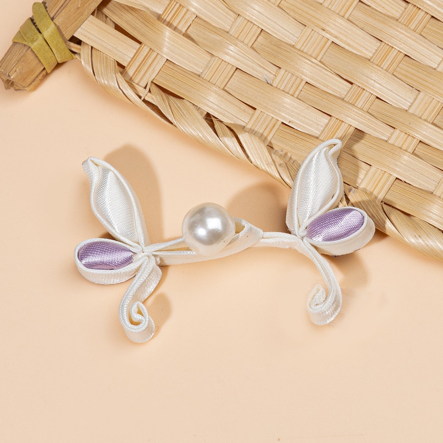 Leaf Shape Ribbon Pearl Buttons - handmade decorative sew-on button