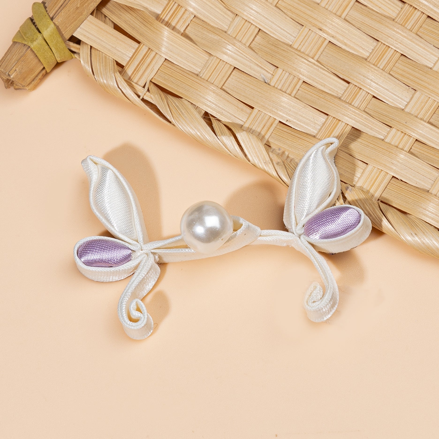 Leaf Shape Ribbon Pearl Buttons - handmade decorative sew-on button