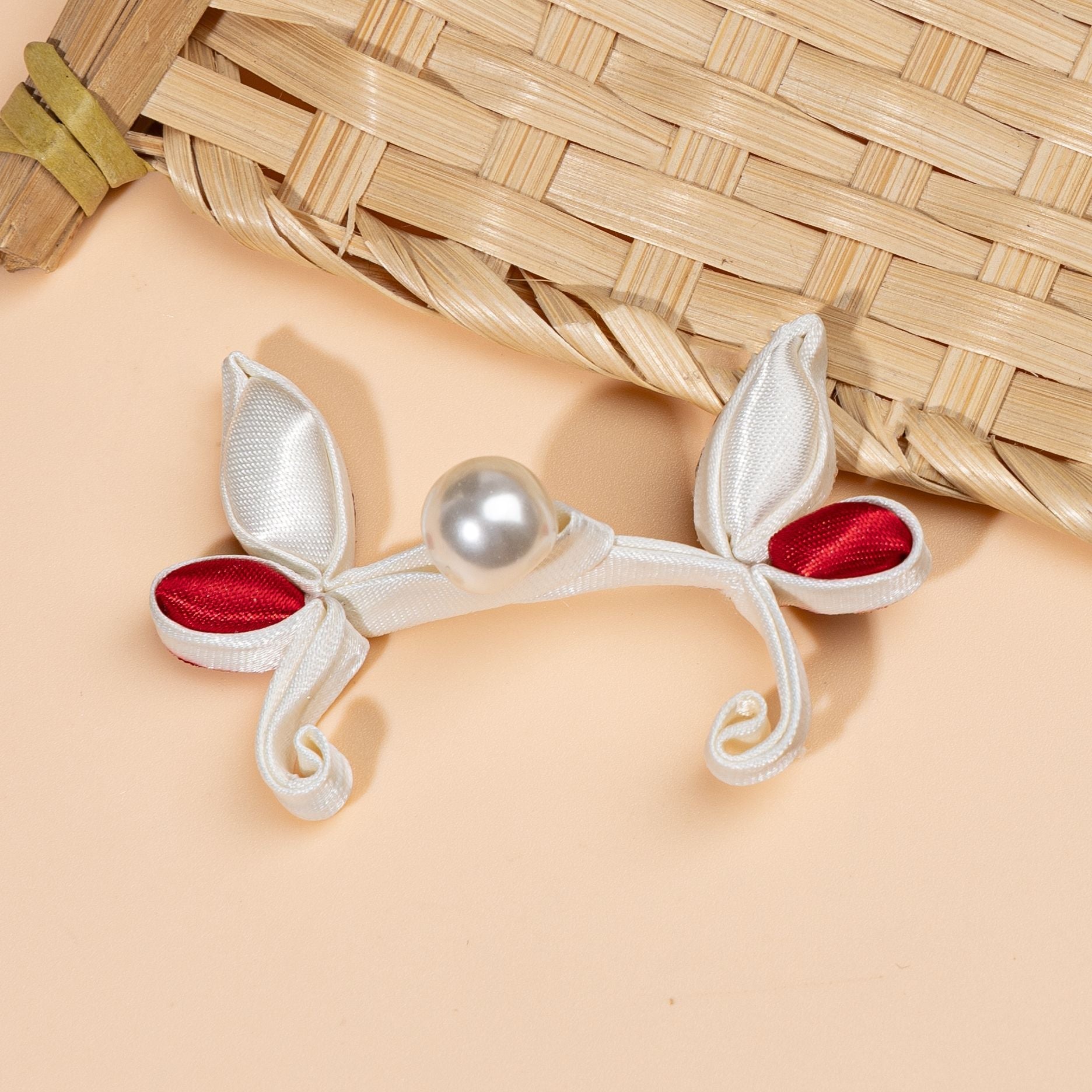 Leaf Shape Ribbon Pearl Buttons - handmade decorative sew-on button