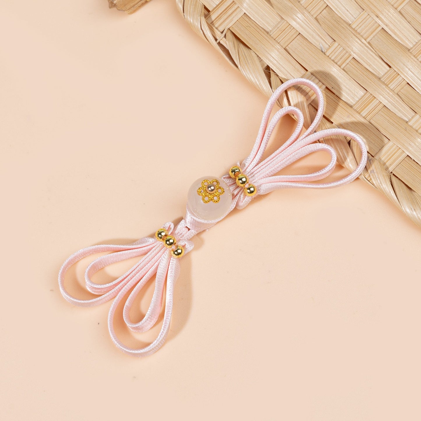 Butterfly Knot Button Jade Bead Decoration Handmade Closure - handmade decorative sew-on button