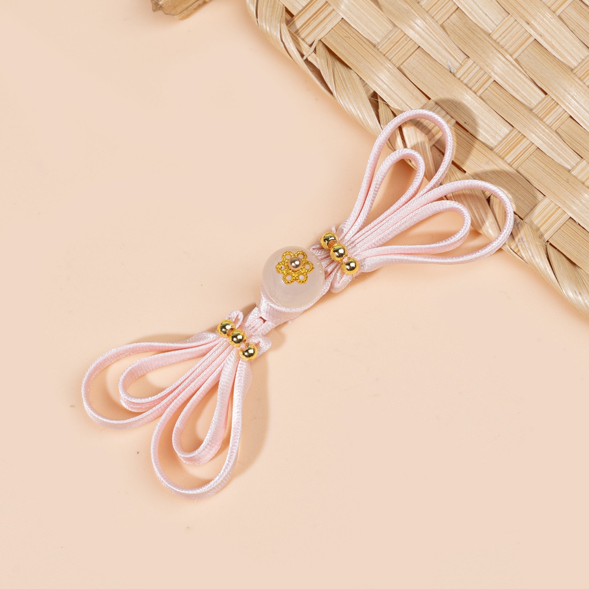 Butterfly Knot Button Jade Bead Decoration Handmade Closure - handmade decorative sew-on button