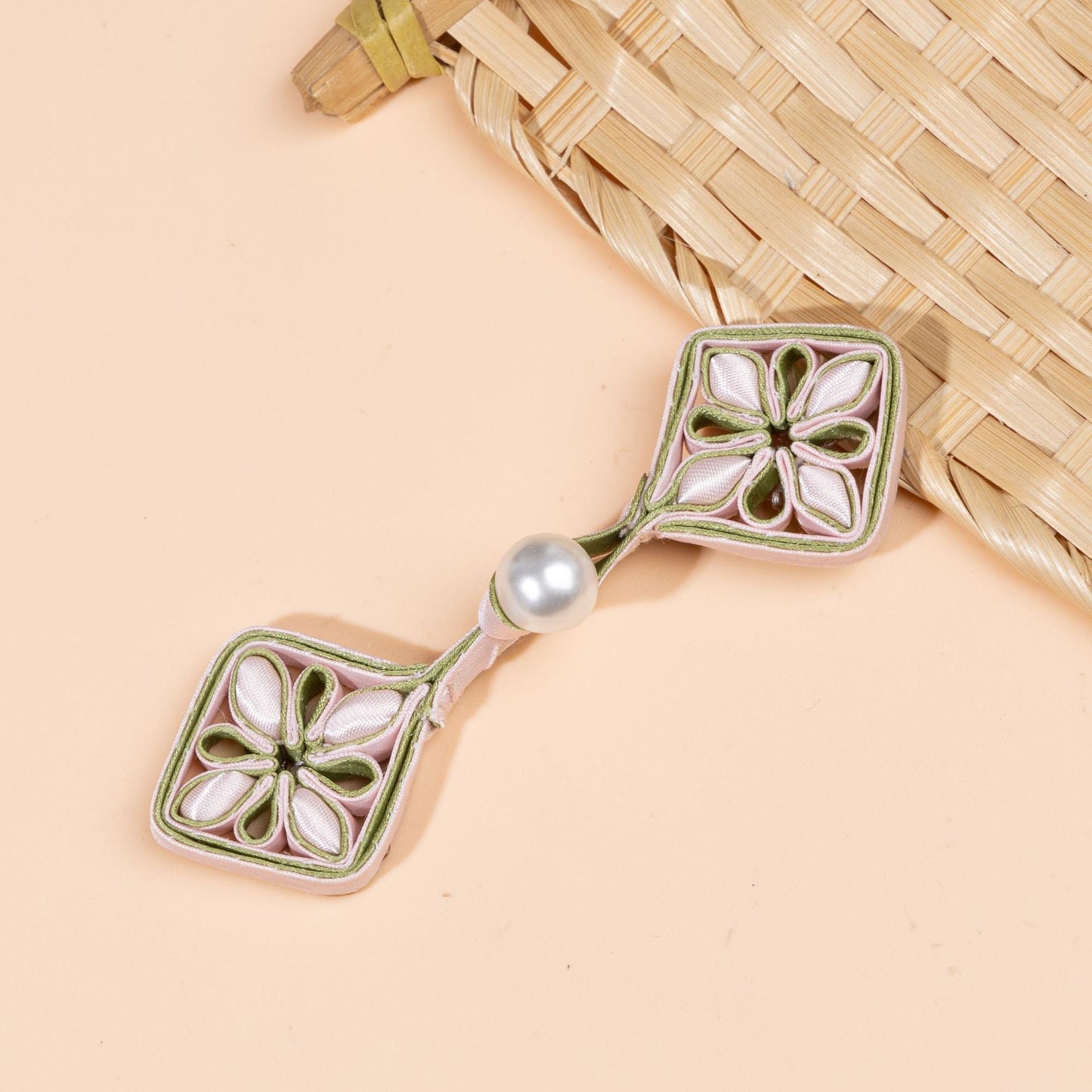 Square Floral Knot Pearl Buttons - handmade decorative sew-on button