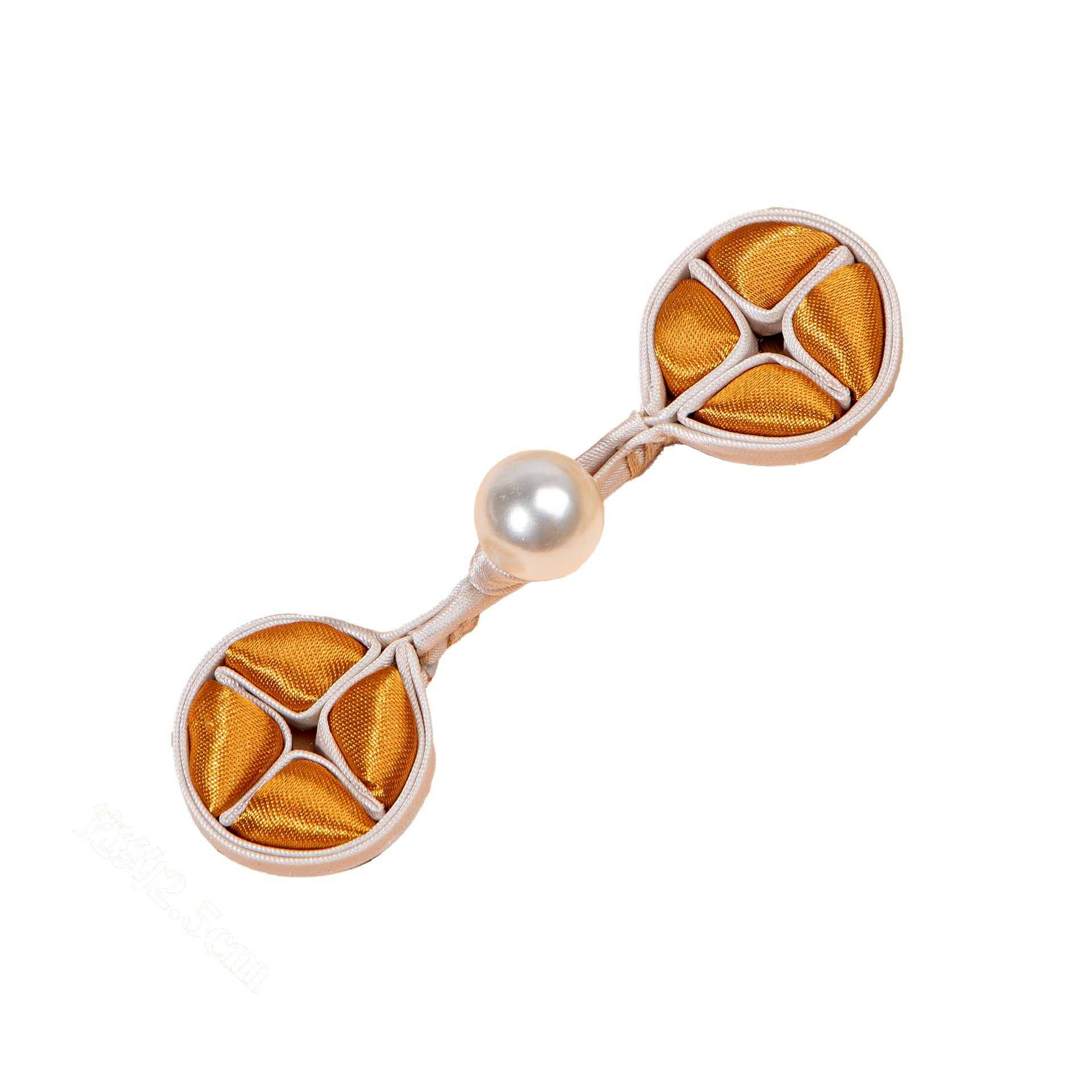 Four Petal Knot Button with Pearl Accent - 4-Orange powder color, handmade decorative sew-on button