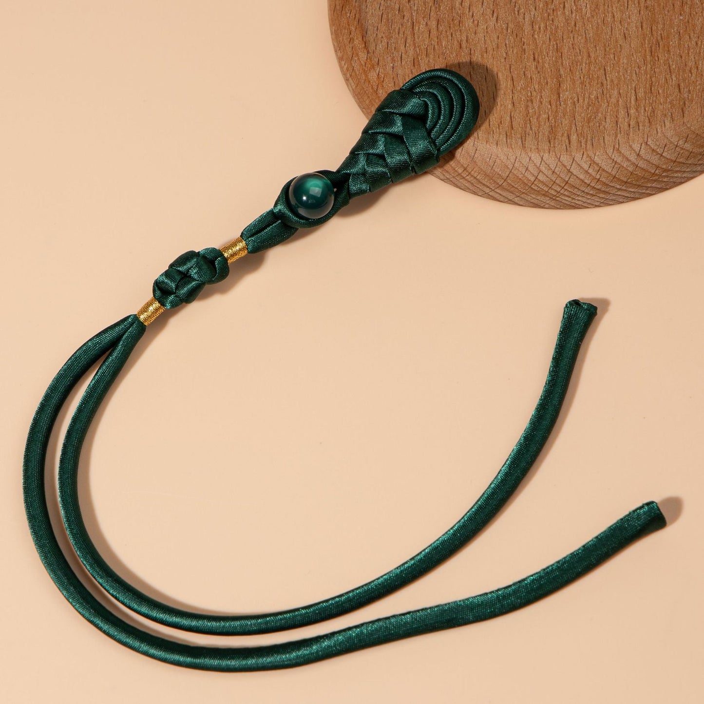 Braided Gemstone Tassel button - handmade decorative sew-on button