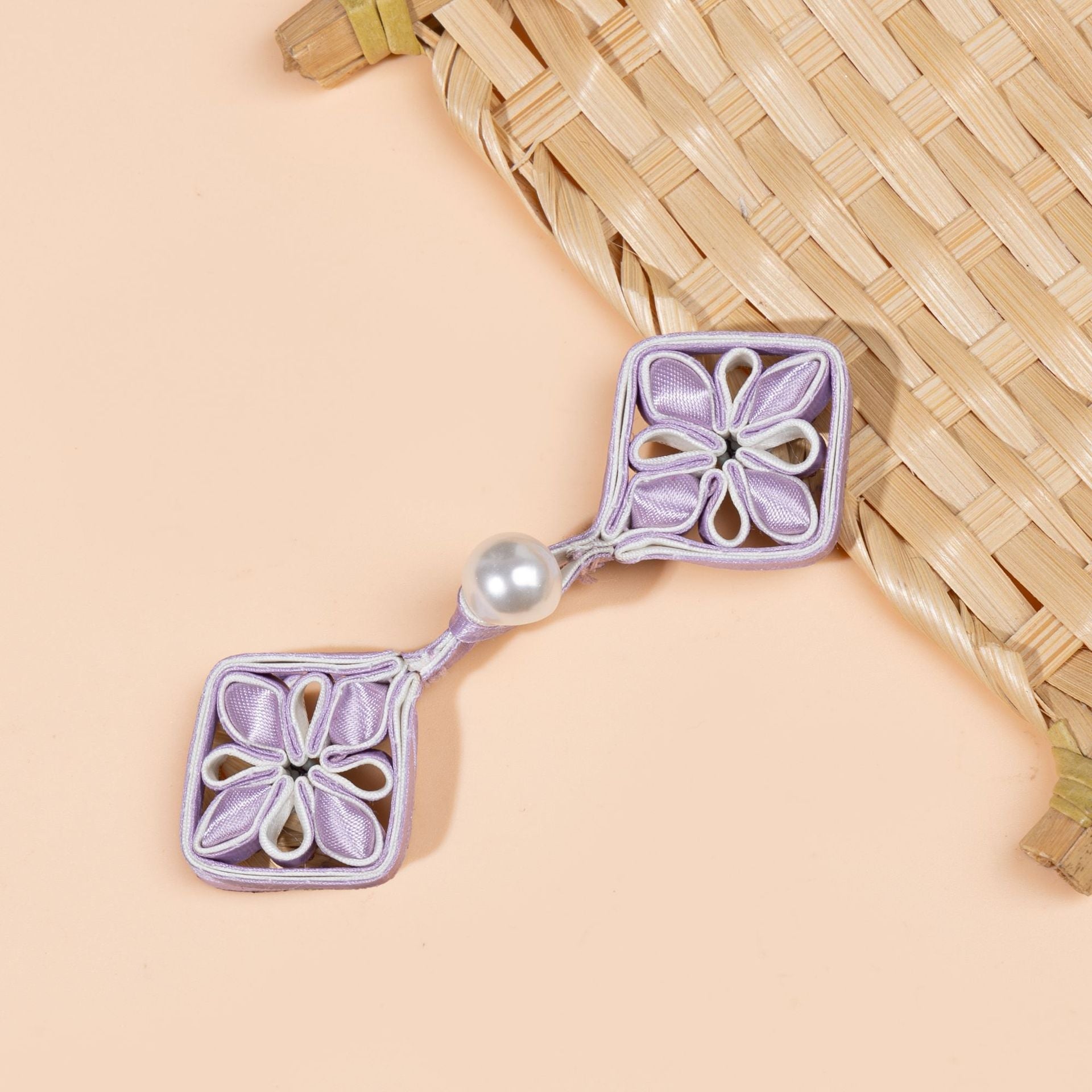 Square Floral Knot Pearl Buttons - handmade decorative sew-on button