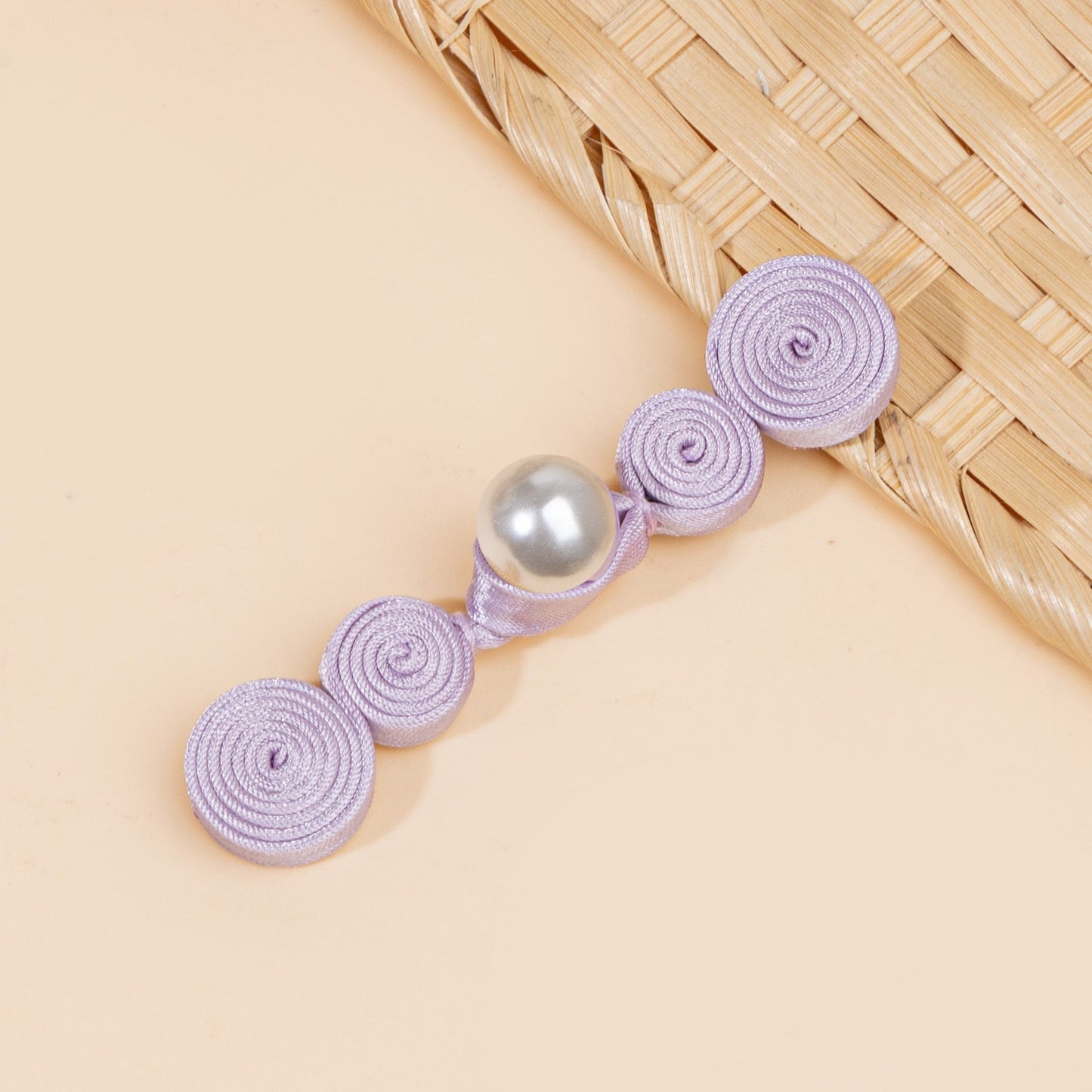 Triple Spiral Coil Button with Pearl Bead - handmade decorative sew-on button