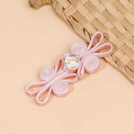 Looped Ribbon Butterfly Foil Bead Buttons - Pink color, handmade decorative sew-on button