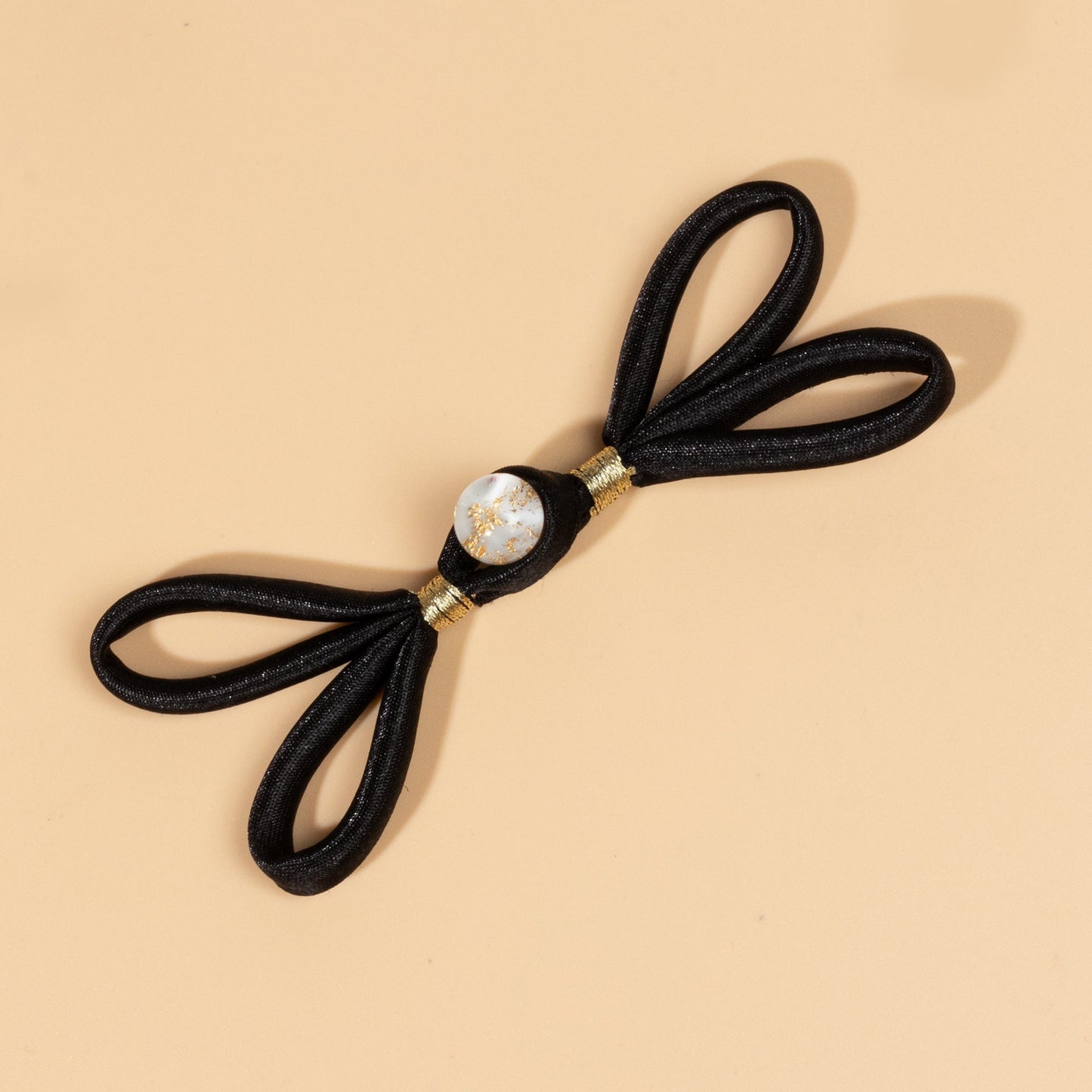 Satin Loop Bow Button Closures with Glitter Bead - handmade decorative sew-on button
