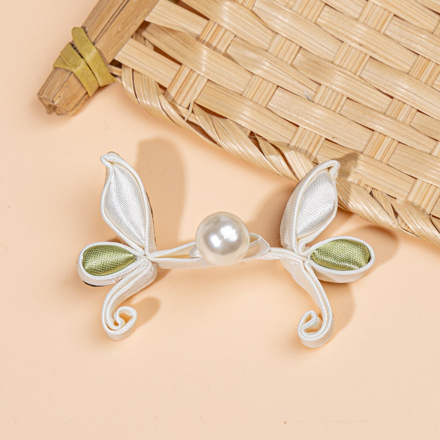 Leaf Shape Ribbon Pearl Buttons - handmade decorative sew-on button