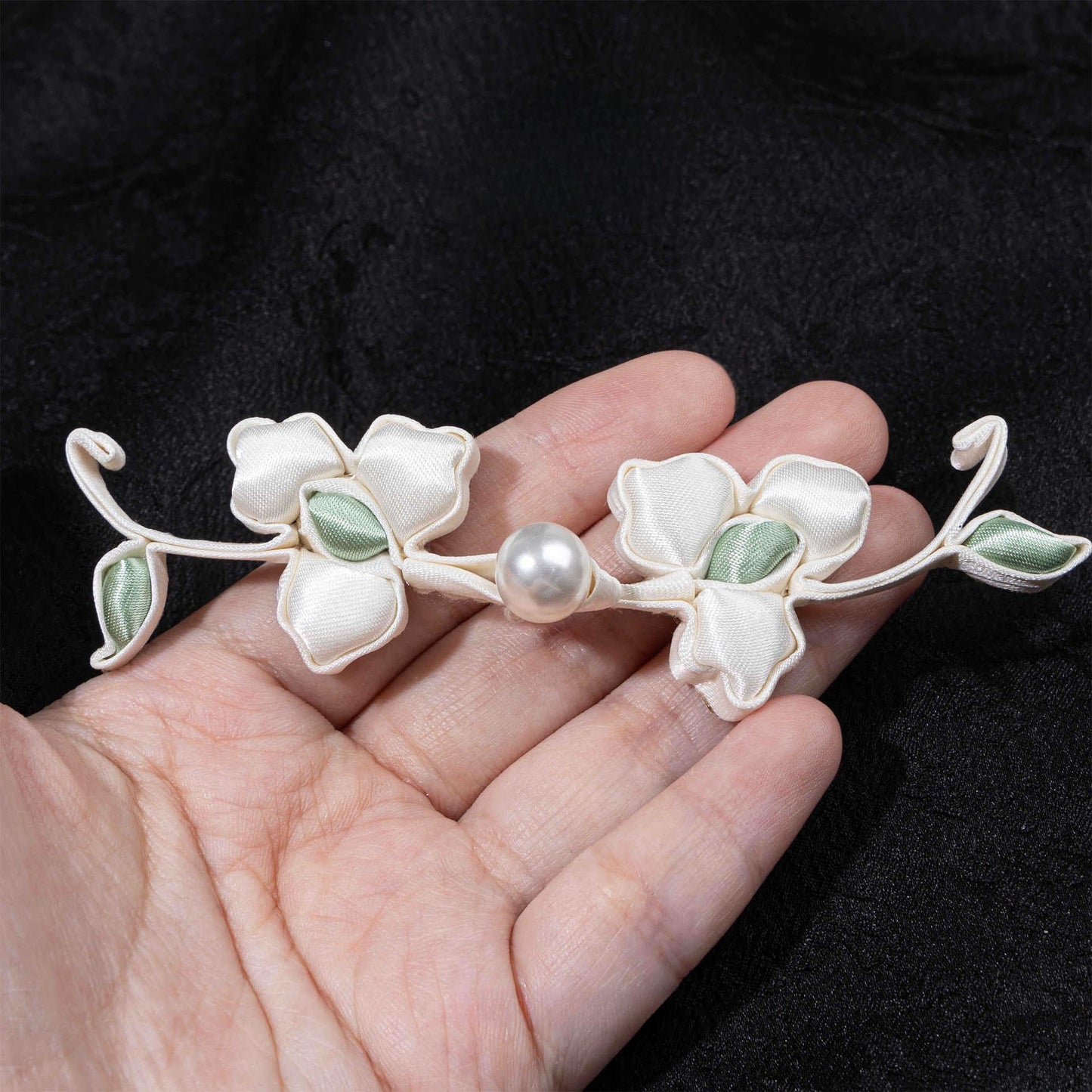 Petal Flower Vine Closure with Pearl button - handmade decorative sew-on button
