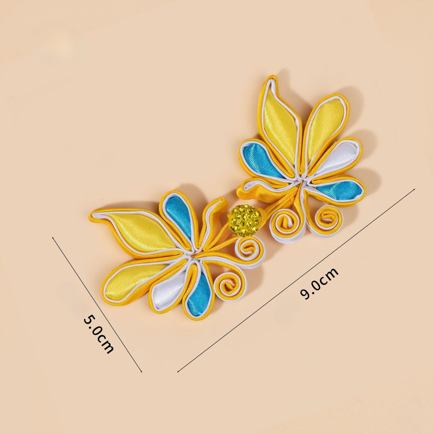 Butterfly petals paired with crystal bead buttons - handmade decorative sew-on button