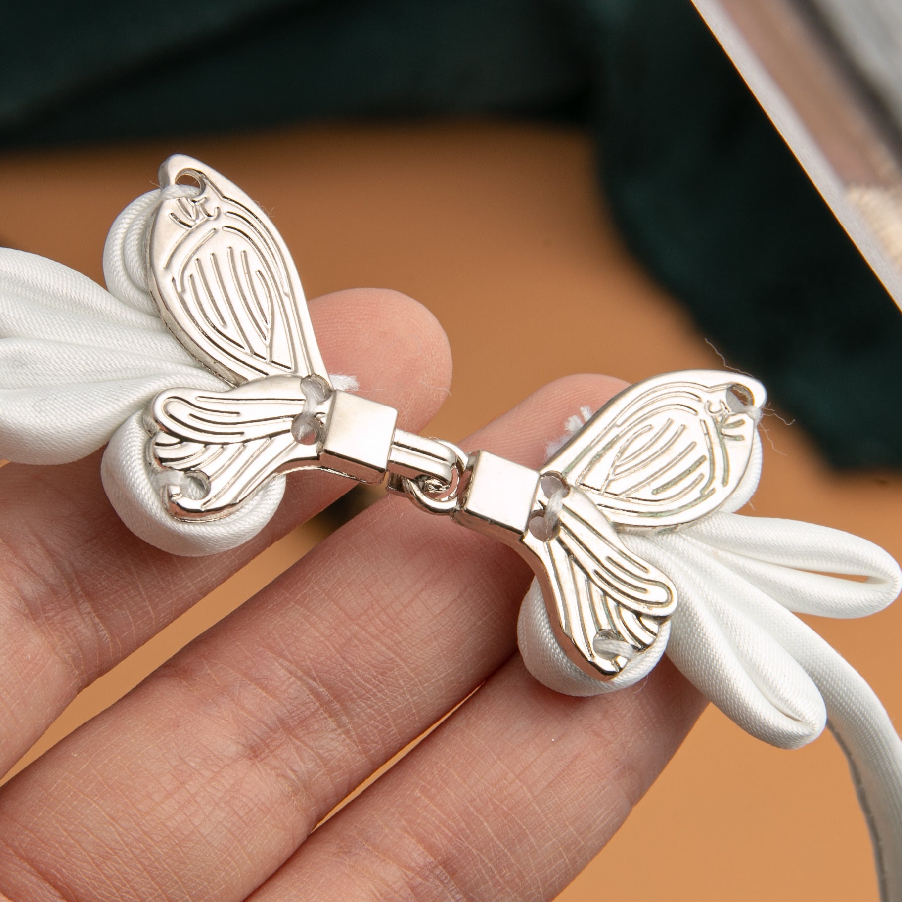 Metal Bow Knot Ribbon Button - handmade decorative sew-on button