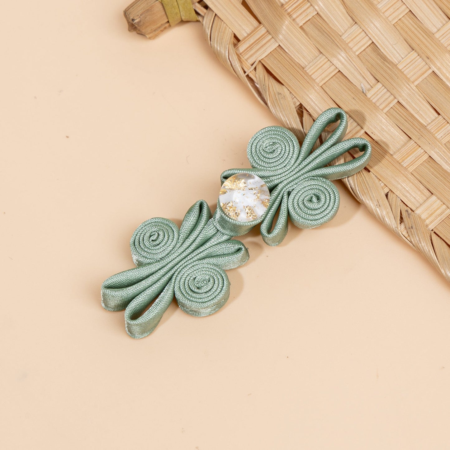 Looped Ribbon Butterfly Foil Bead Buttons - handmade decorative sew-on button
