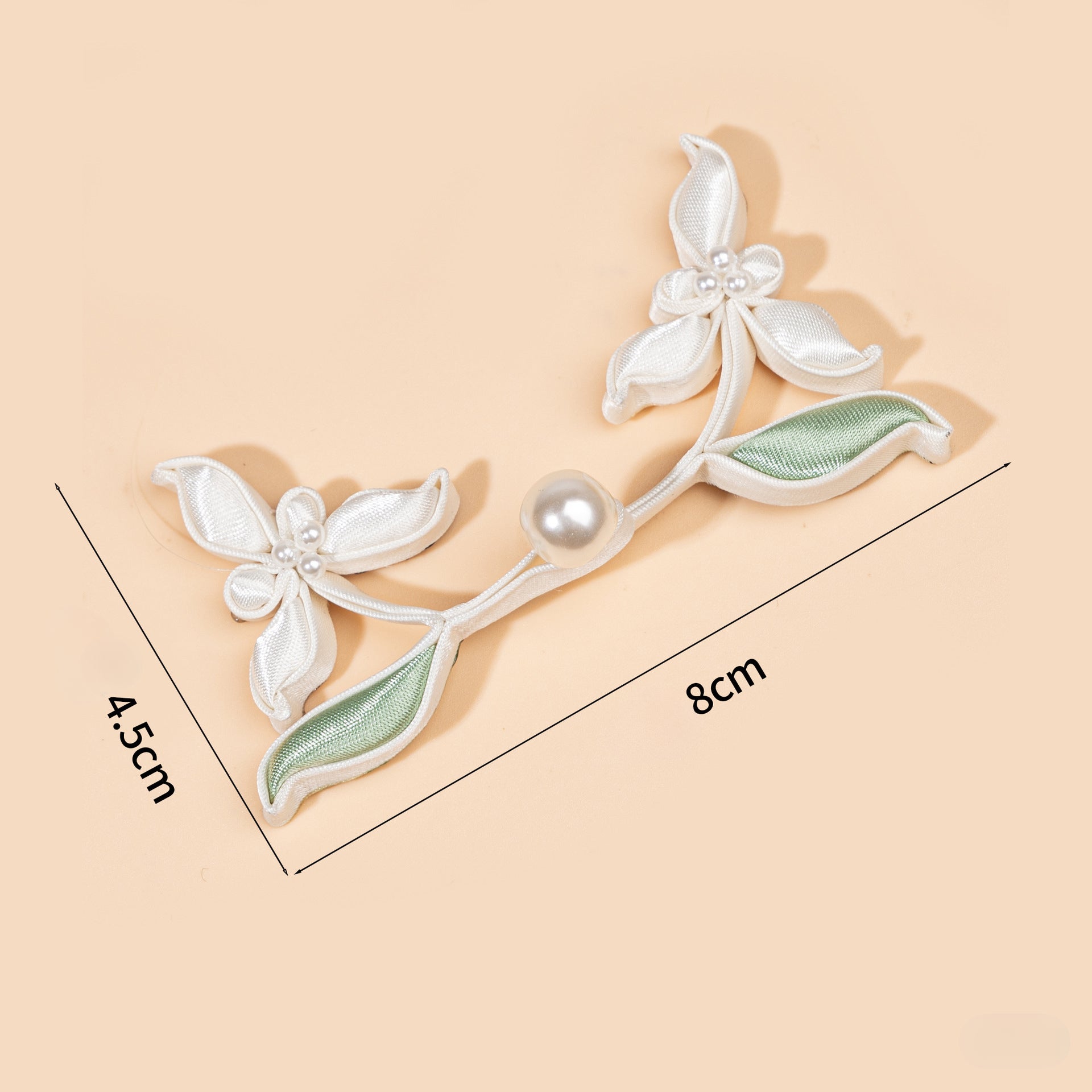 Handmade Satin Ribbon Orchid Button – Pearl Beaded Sew - Light Purple color, handmade decorative sew-on button