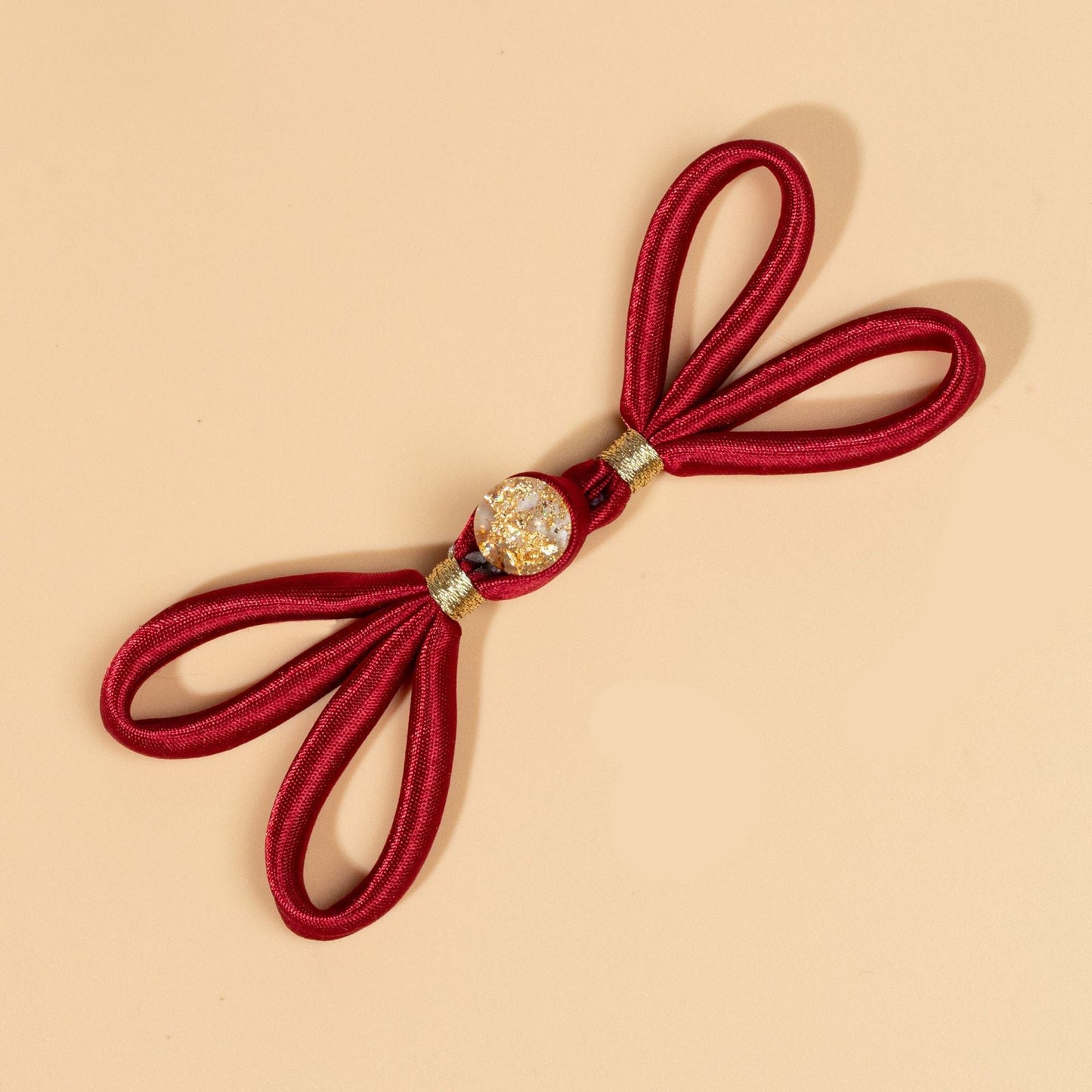 Satin Loop Bow Button Closures with Glitter Bead - handmade decorative sew-on button