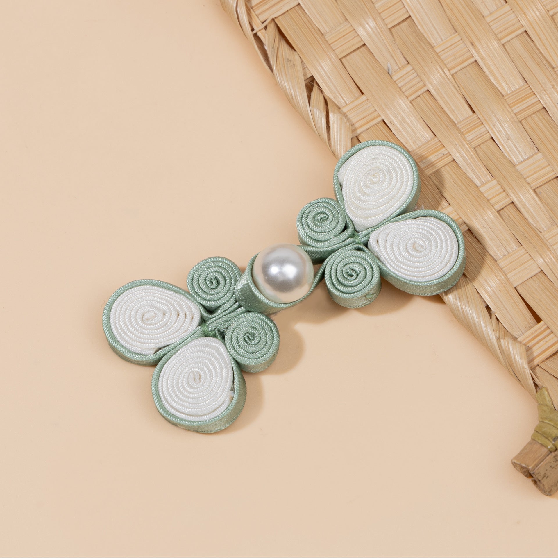 Coiled Ribbon Butterfly Pearl Buttons - A64-Turmeric color, handmade decorative sew-on button