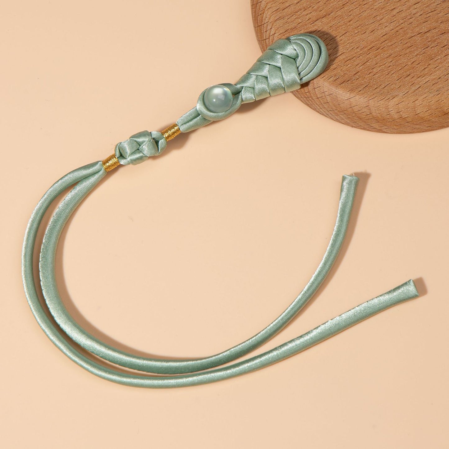 Braided Gemstone Tassel button - handmade decorative sew-on button
